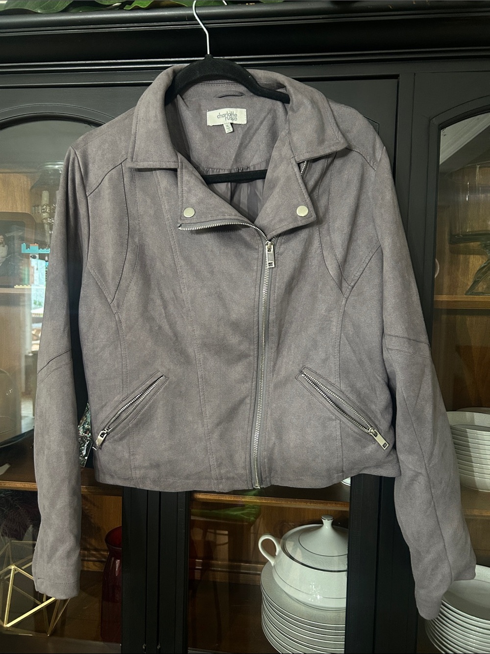 Cropped Charlotte Russe Suede Moto Jacket